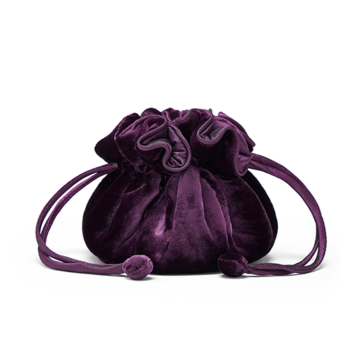 Travel jewellery pouch with drawstring in purple colour