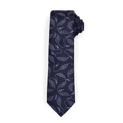 Navy leaf silk tie