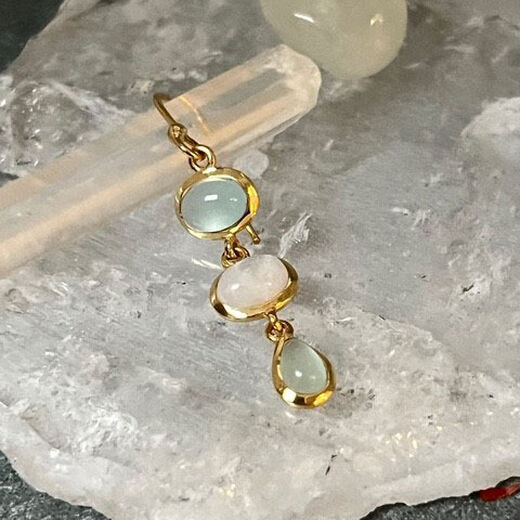 Aqua chalcedony and moonstone drop earrings by Mirabelle