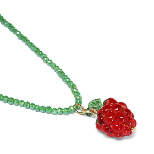 Raspberry glass beaded necklace