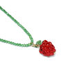 Raspberry glass beaded necklace