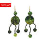 Green silk hook earrings