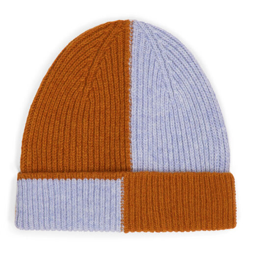 Lavender and orange wool beanie hat