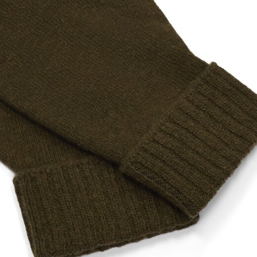 Men's green fingerless merino gloves