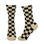 Brown and beige checkerboard socks