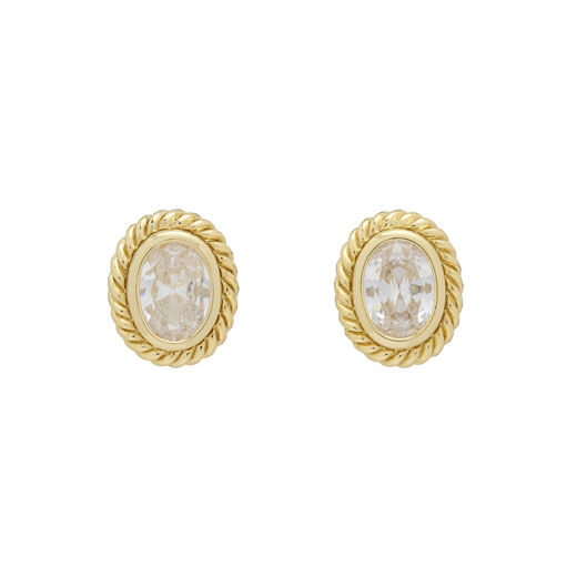 Oval crystal gem stud earrings