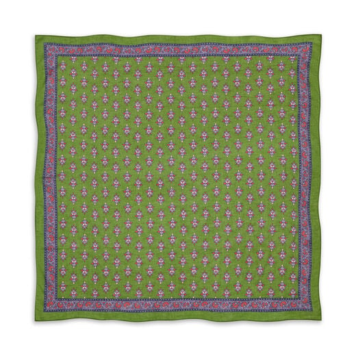 Green iris cotton square scarf