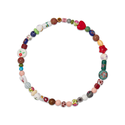 Multicoloured ceramic bead necklace