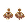 Beaded eye stud earrings with crystal accents and sequin lashes