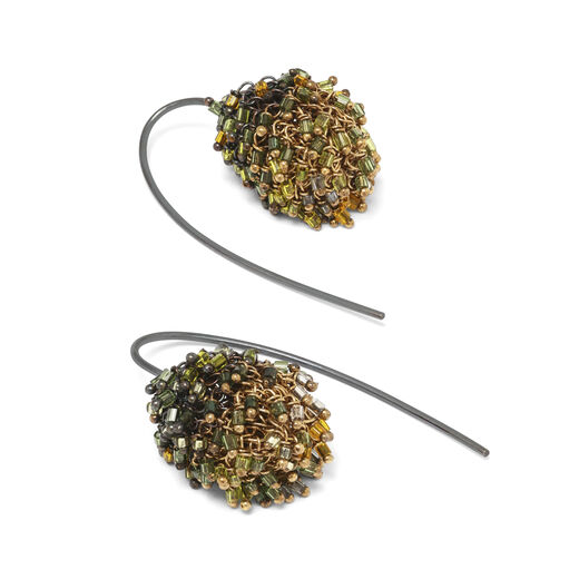 Knit bead hook earrings by Milena Zu