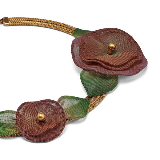 Orange pansy collar necklace by Sarah Cavender