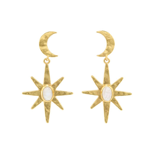 Crescent moon and star drop earrings by Ottoman Hands