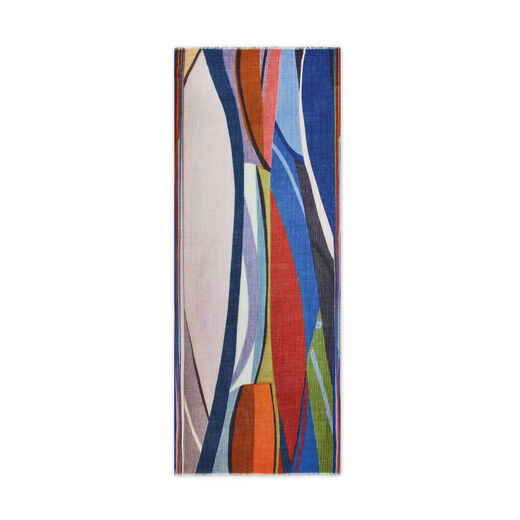 Abstract striped wool scarf