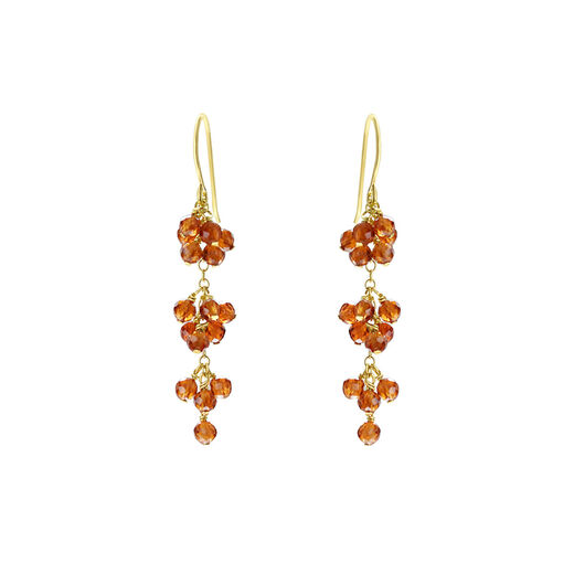Orange garnet grape hook earrings by Mounir