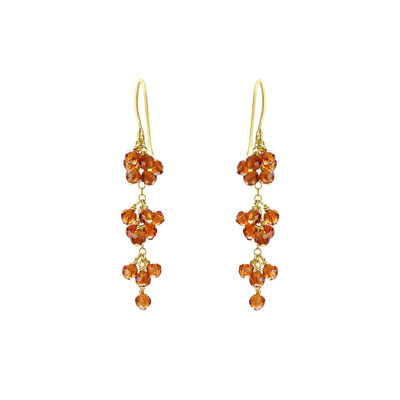 Orange garnet grape hook earrings by Mounir