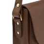 Brown leather oak-embossed saddle bag