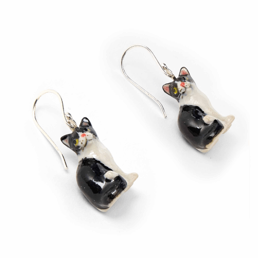 Black and white cat earrings by And Mary&nbsp;