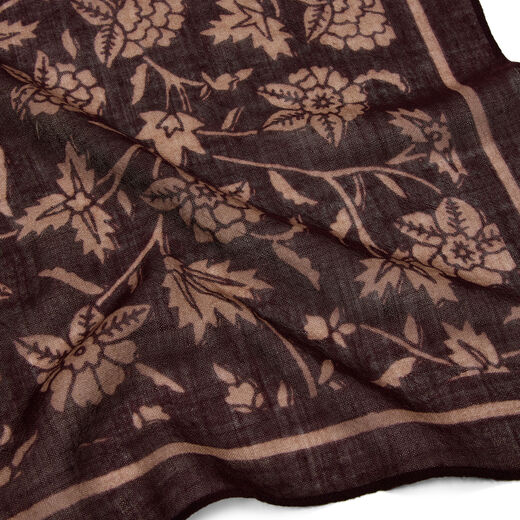 Purple foliage square wool scarf