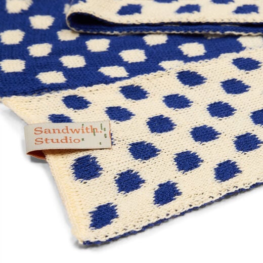 Blue and white dotty cotton scarf