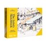 A book featuring a yellow hardback and a watercolour landscape as a cover image.