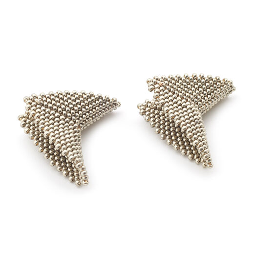 Silver triangle stud earrings by Beloved Beadwork