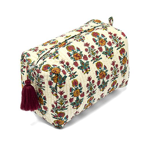 Marigold block print travel bag