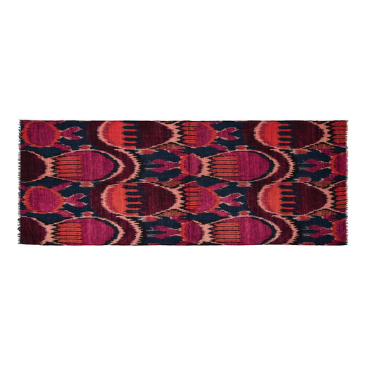 Orange and pink ikat wool scarf