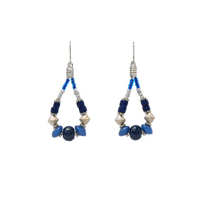 Blue bead hook earrings