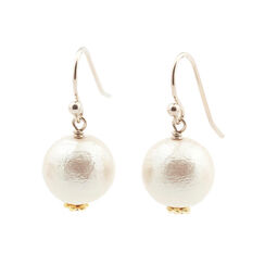 Single cotton pearl hook earrings by Anq