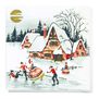 Pack of 8 christmas greeting cards by the vintage feel illustrating characters having fun skating on ice among a snowy landscape 
