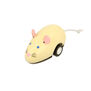 A wooden mouse toy in a beige colour. 