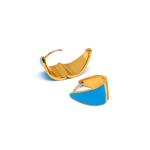 Blue enamel huggie earrings