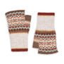 Grey and brown fingerless wool gloves