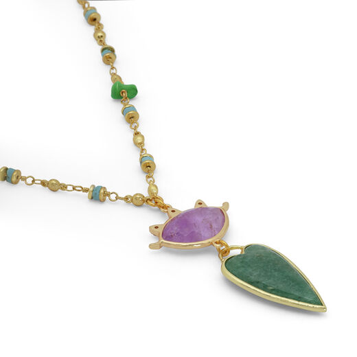 Green agate heart necklace by Katerina Psoma