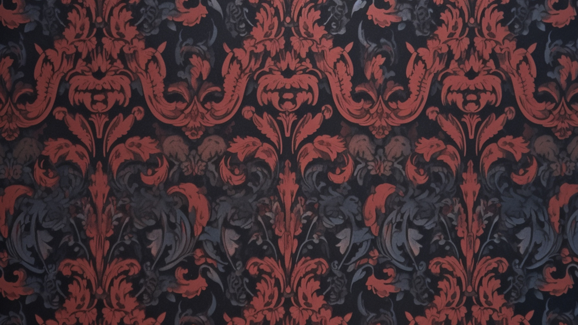 Wallpaper with red and black floral shapes