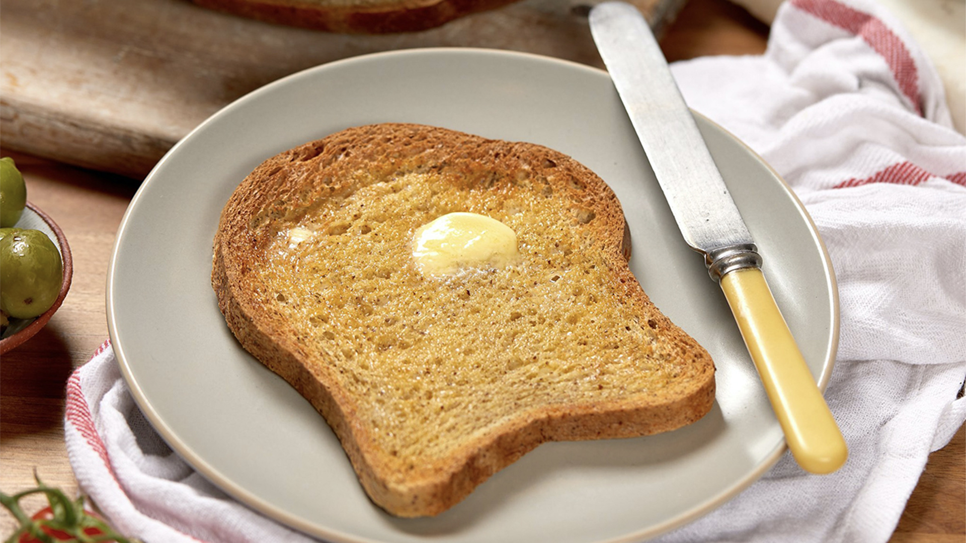 Buttered toast on a plate