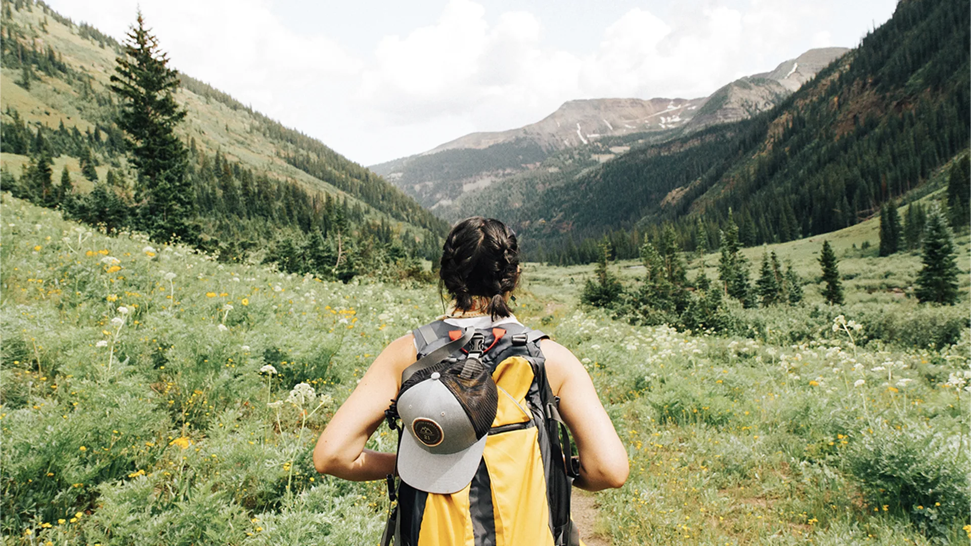 Woman hiking in the mountains