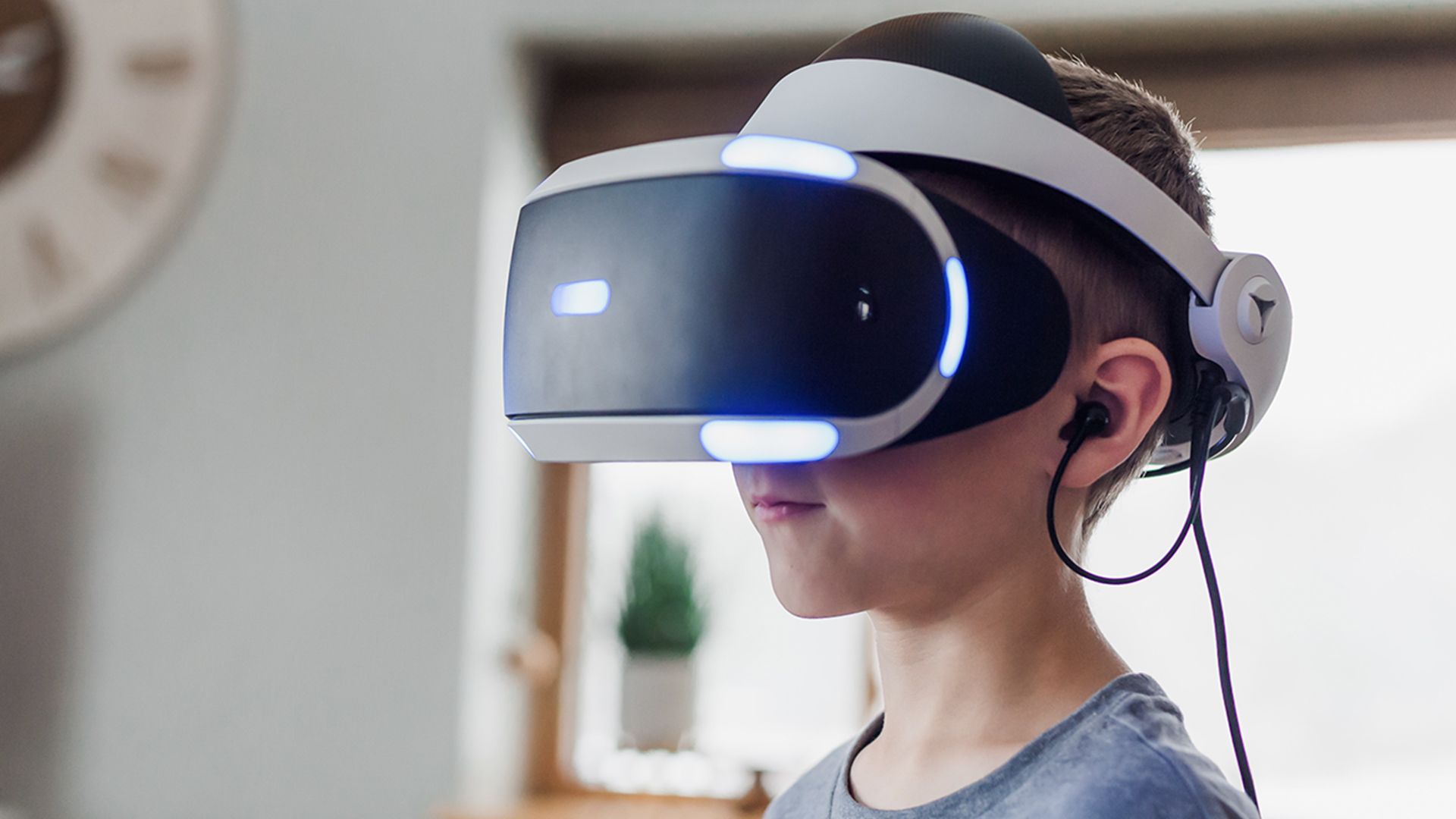 Boy wearing a VR headset