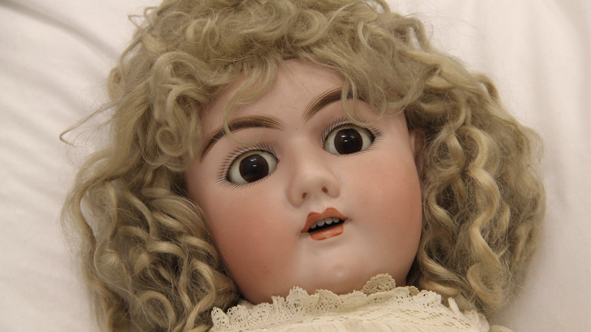 Close up of a scary doll