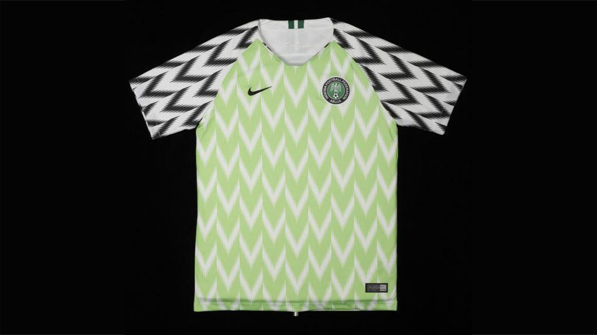 Green, black and white Nike Nigerian football kit with
