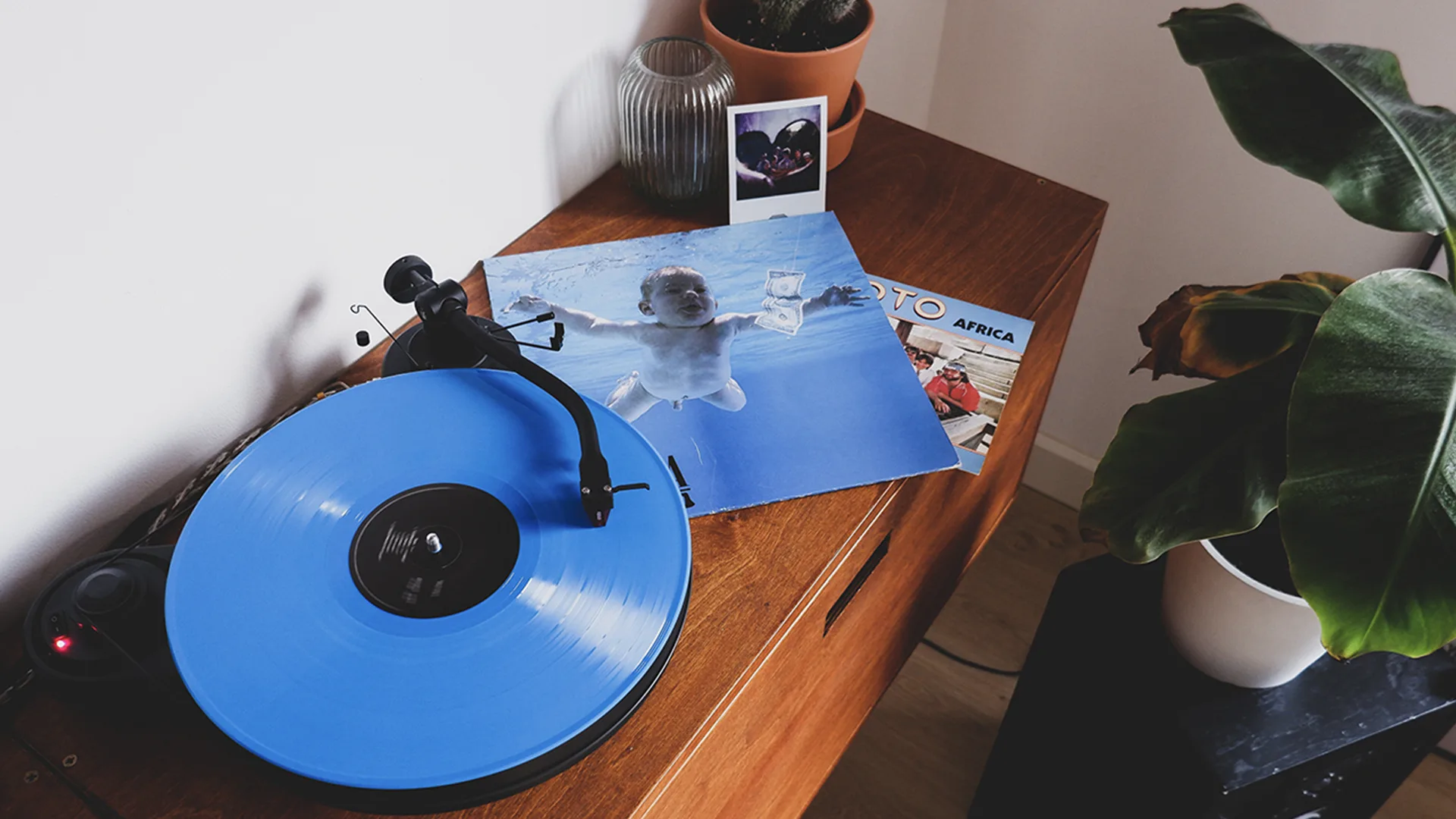 Nirvana album being played on a turntable