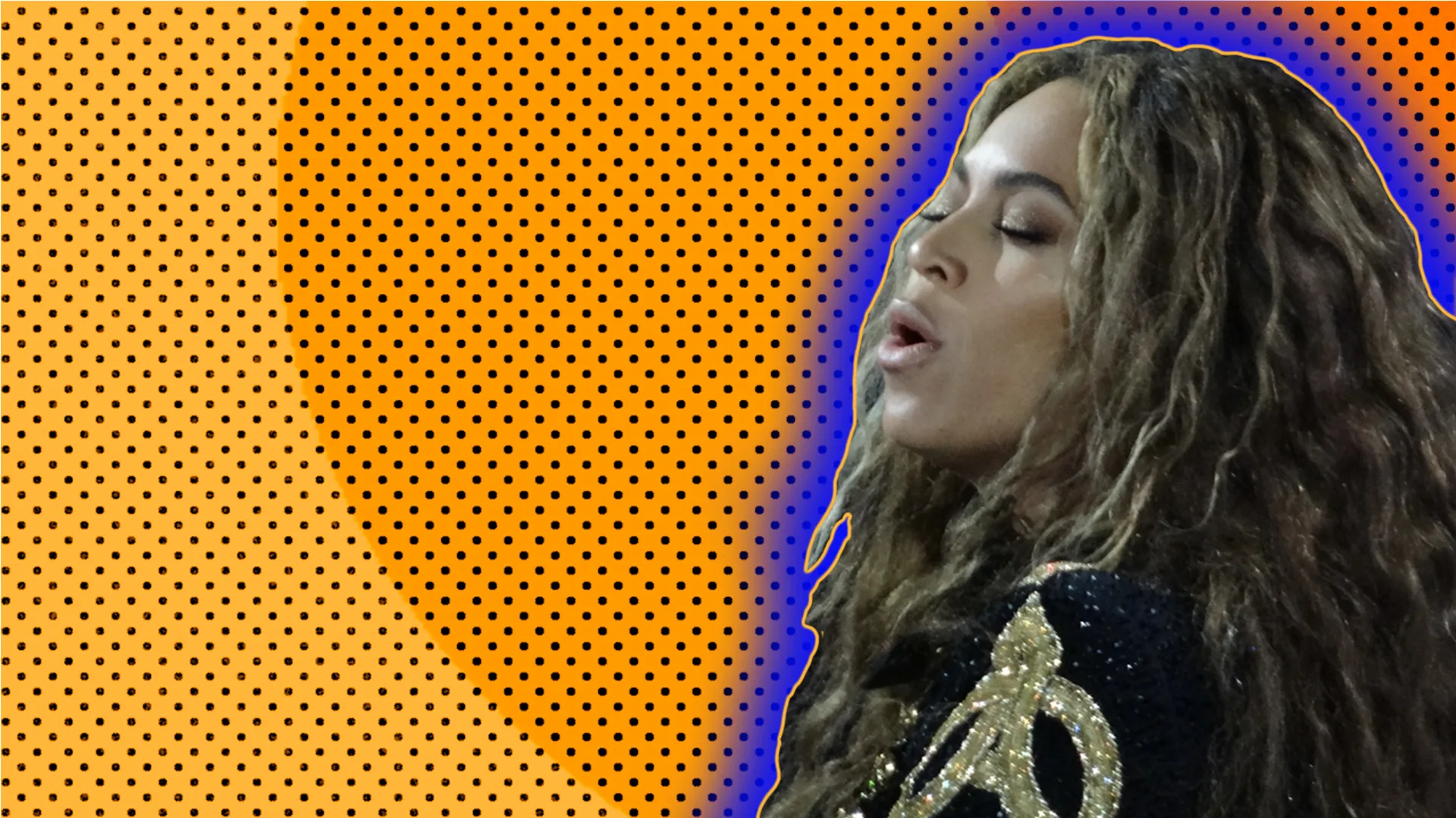 Beyonce singing - in graphic house style