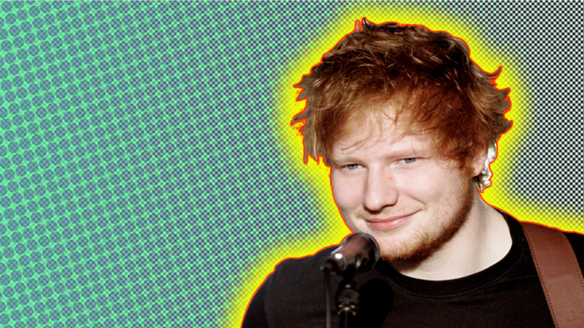 Ed Sheeran with a mic - in graphic house style