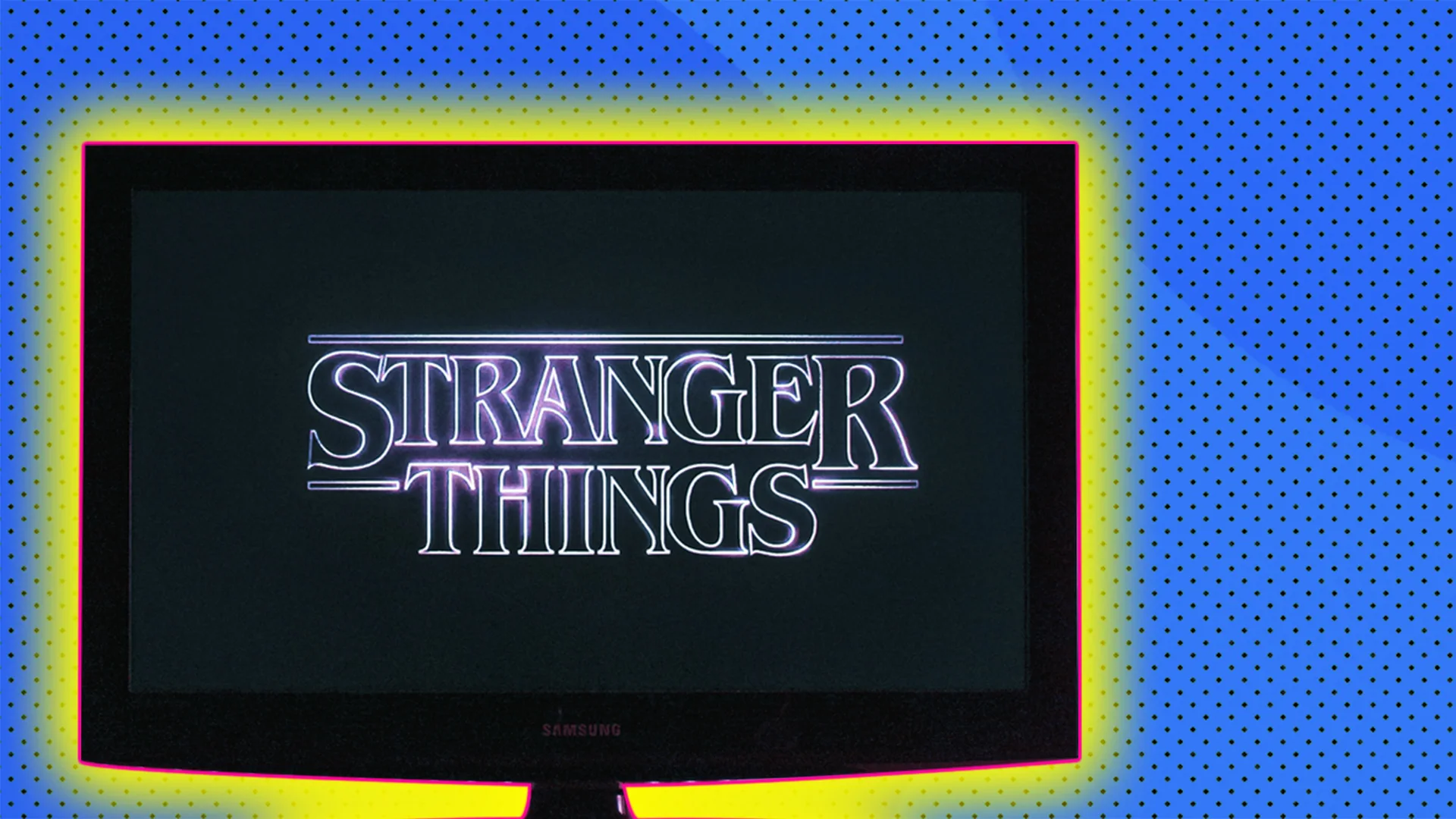 Stranger Things logo on a TV - in graphic house style