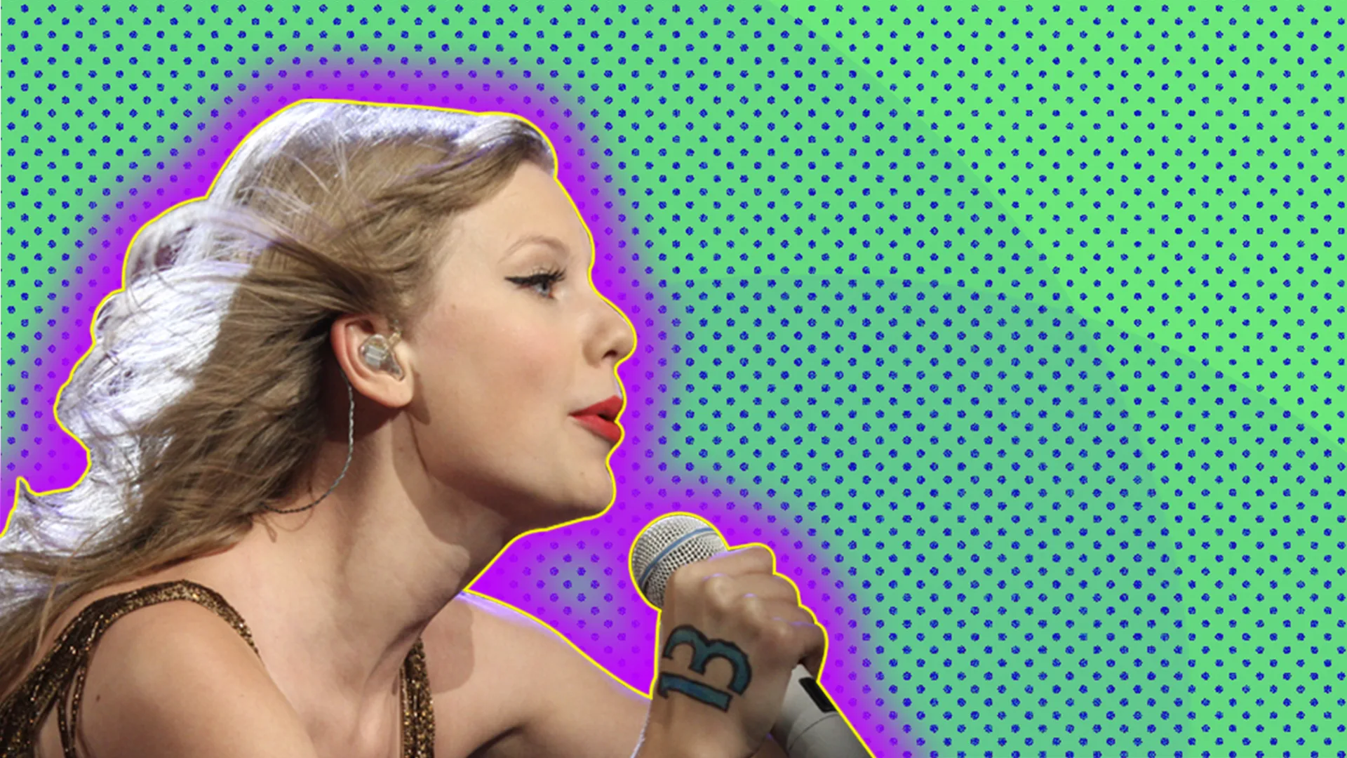Taylor Swift singing live - in graphic house style