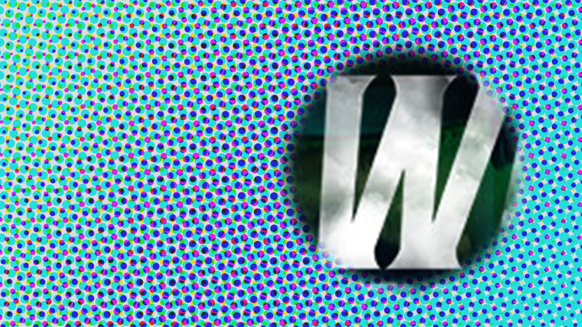 The letter 'W' leaning to the right