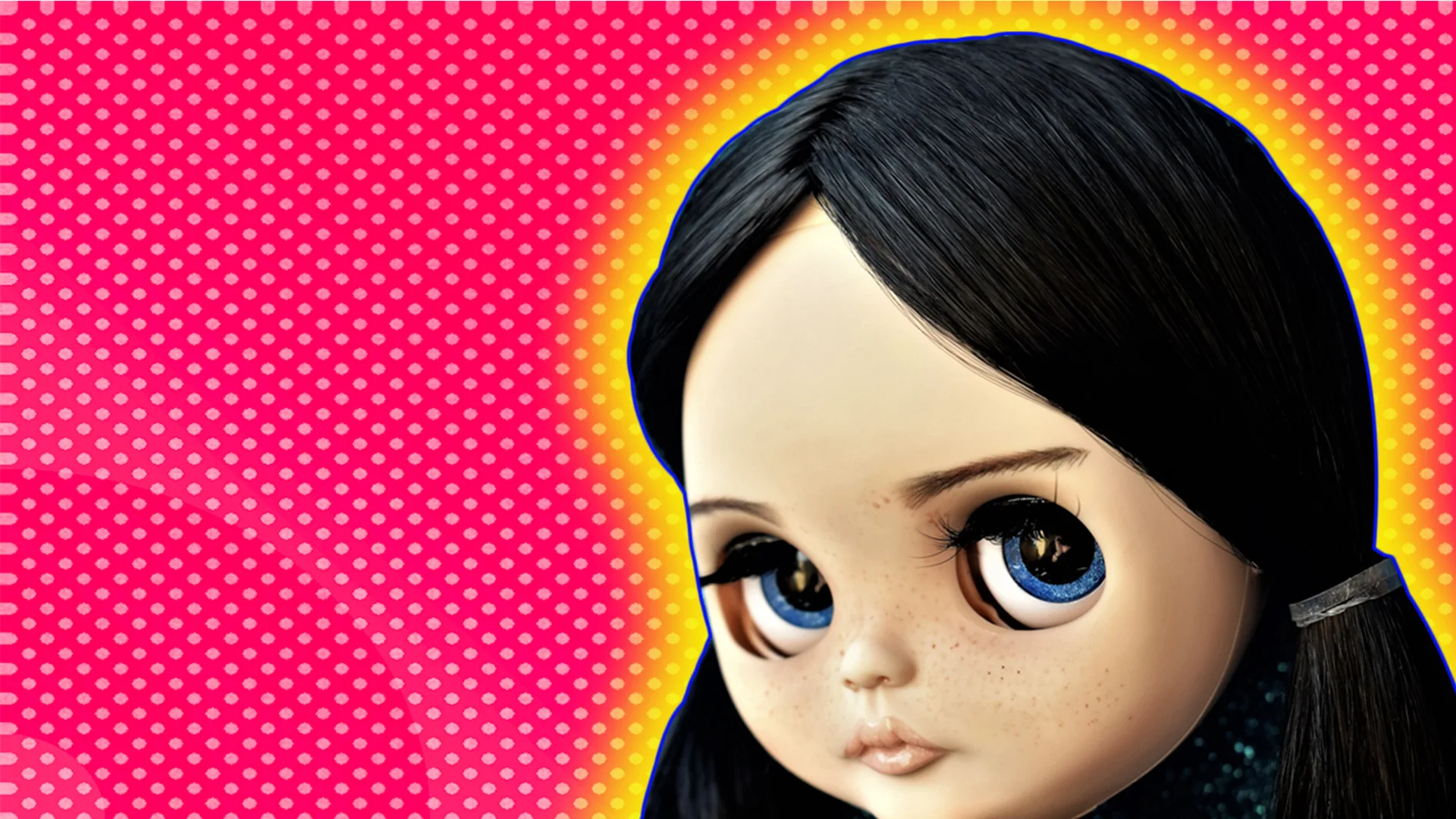 Wednesday Adams Blythe Doll - in graphic house style
