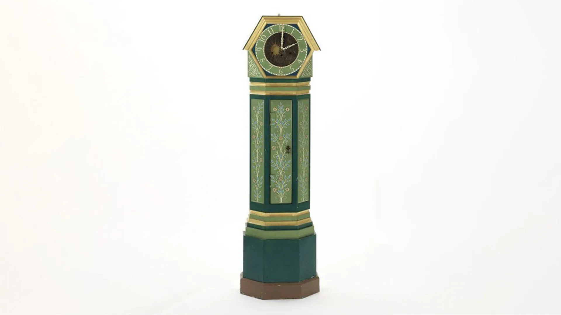 Green and gold decorative free standing clock