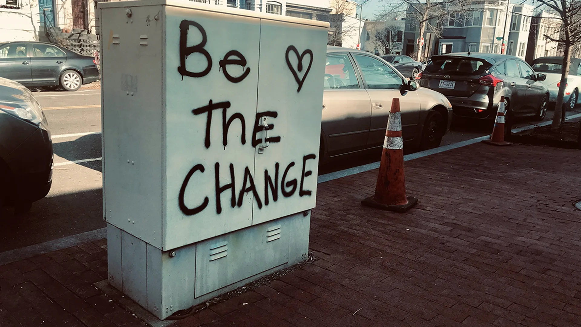 Graffiti of 'Be the Change'