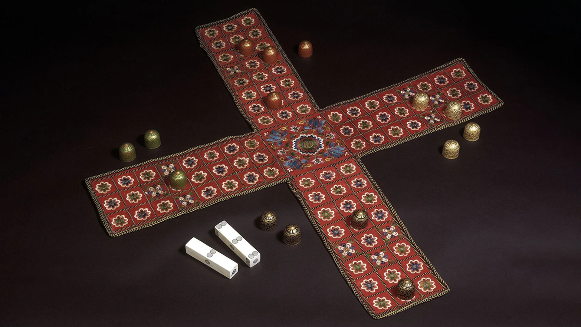 A red fabric board game